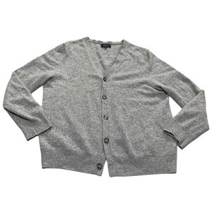 Quince Heather Gray Mongolian Cashmere Button Cardigan, size medium